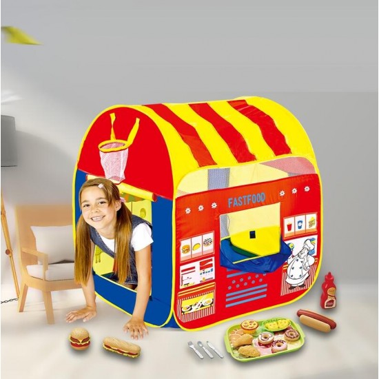 Food preparation tent game for children