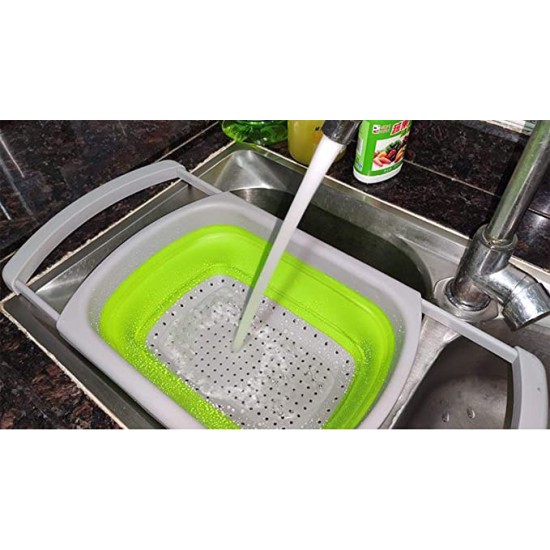 Folding silicone sieve with sink mounting handles