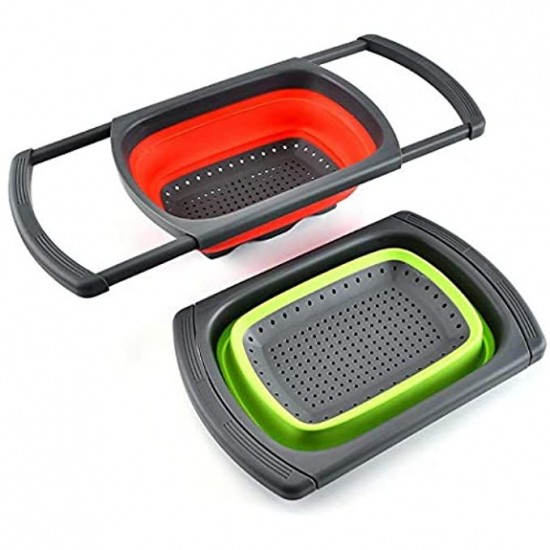 Folding silicone sieve with sink mounting handles