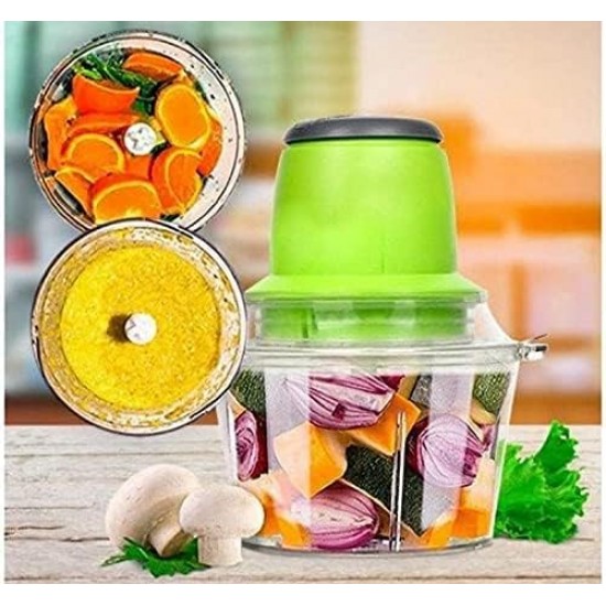 Multifunctional electric chopper for vegetables, fruits, meats and more.