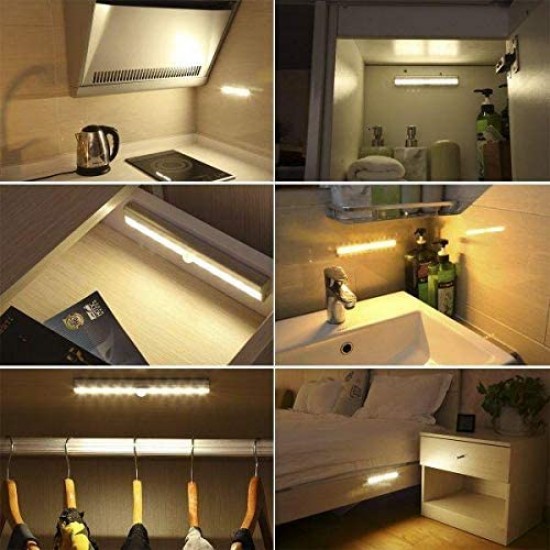  Closet Light, Motion Sensor Lights, Sensing Wall Lighting, 10 LED Decorative Lamps Night Light for Home (Warm White, Battery Operated)