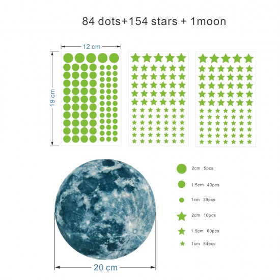 Bright and Realistic Stars Moon Wall Stickers